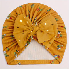 Golden Point Baby Headscarf Hat with Bow for All Seasons