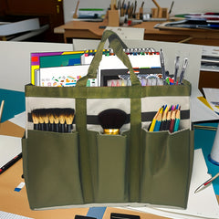 Large Capacity Green Storage Tote Bag for Art, Craft, Sewing, Medical, Books
