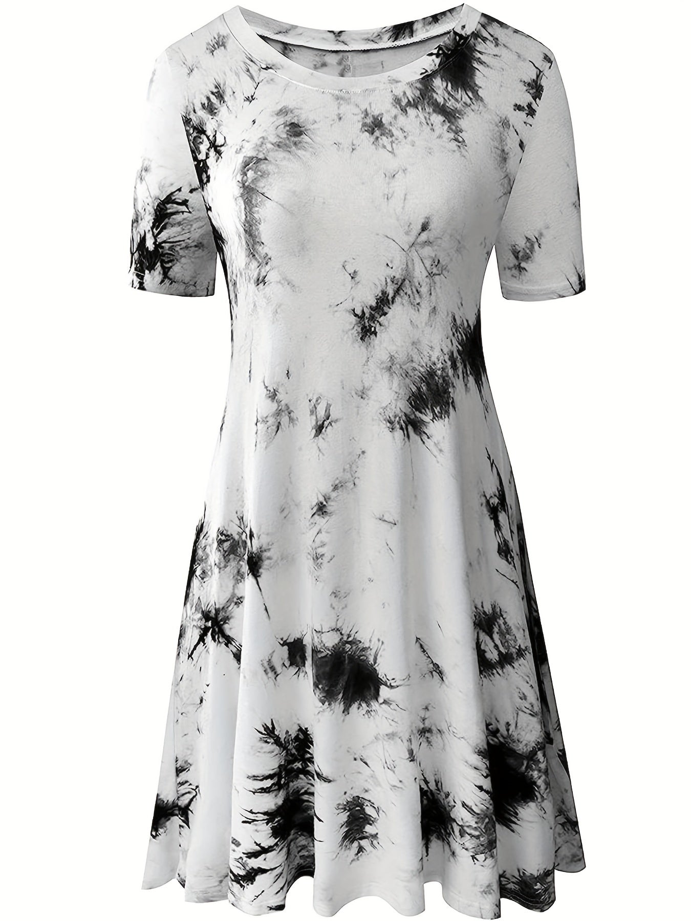  Tie Dye Short Sleeve Slim Fit Dress