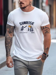 Letter Pattern Print Men's Comfy T-shirt Graphic Tee Men's Summer Outdoor Cloth