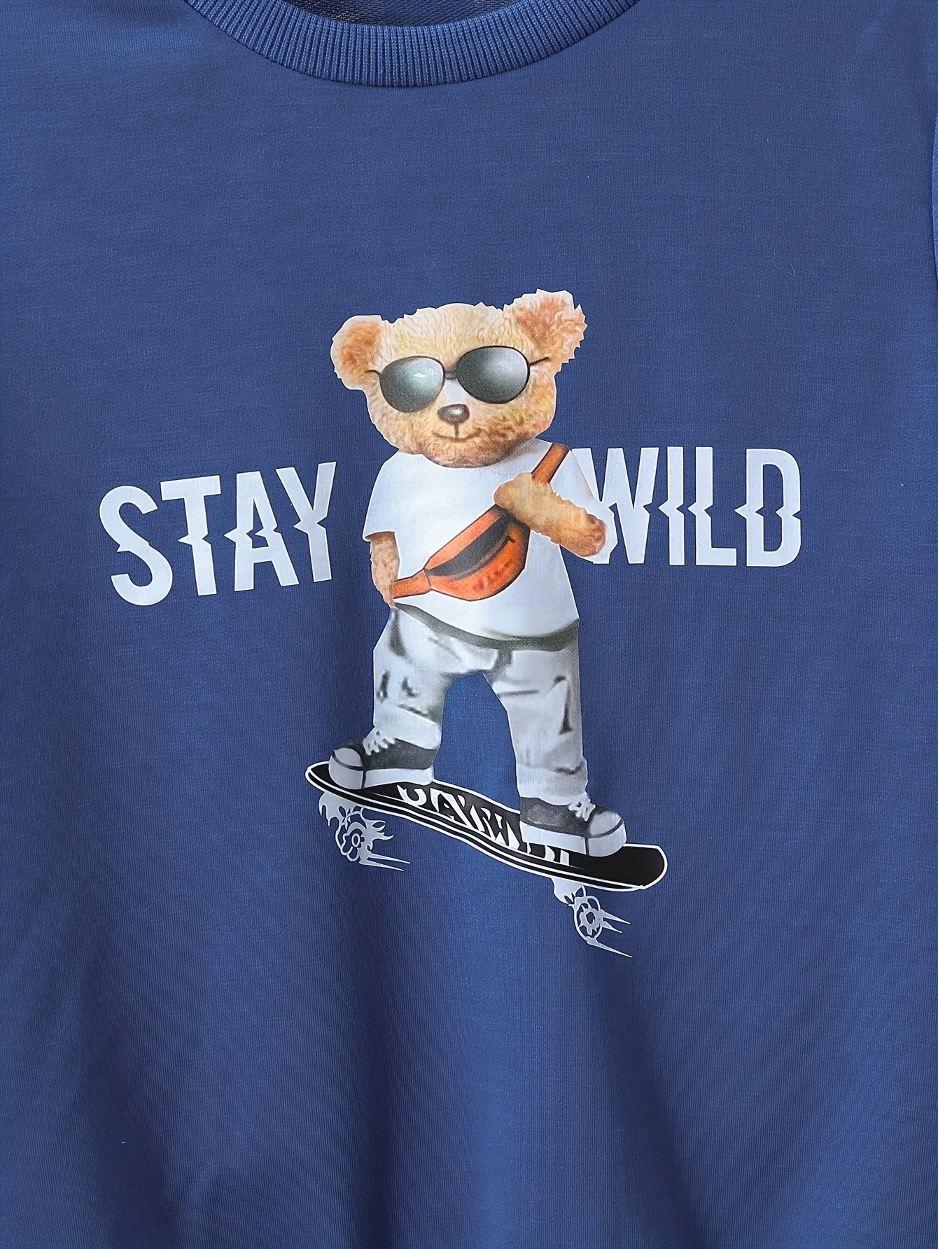 Boy's Street Style Outfit 2pcs Sweatshirt & Sweatpants Set STAY WILD Print