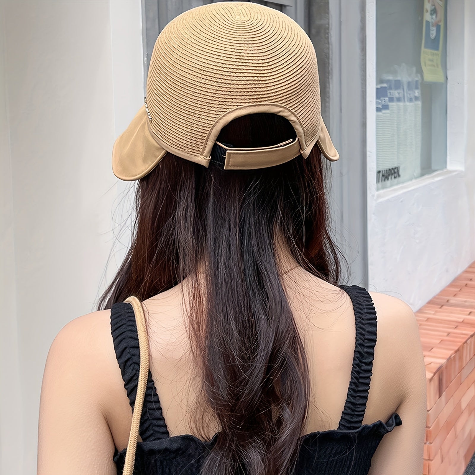 Wide Brim Ponytail Sun Hat UV Protection Bucket Hat for Women