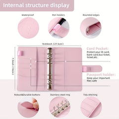 23pcs A6 Leather Notebook with 8 Zipper Pockets Detachable Label Handbook