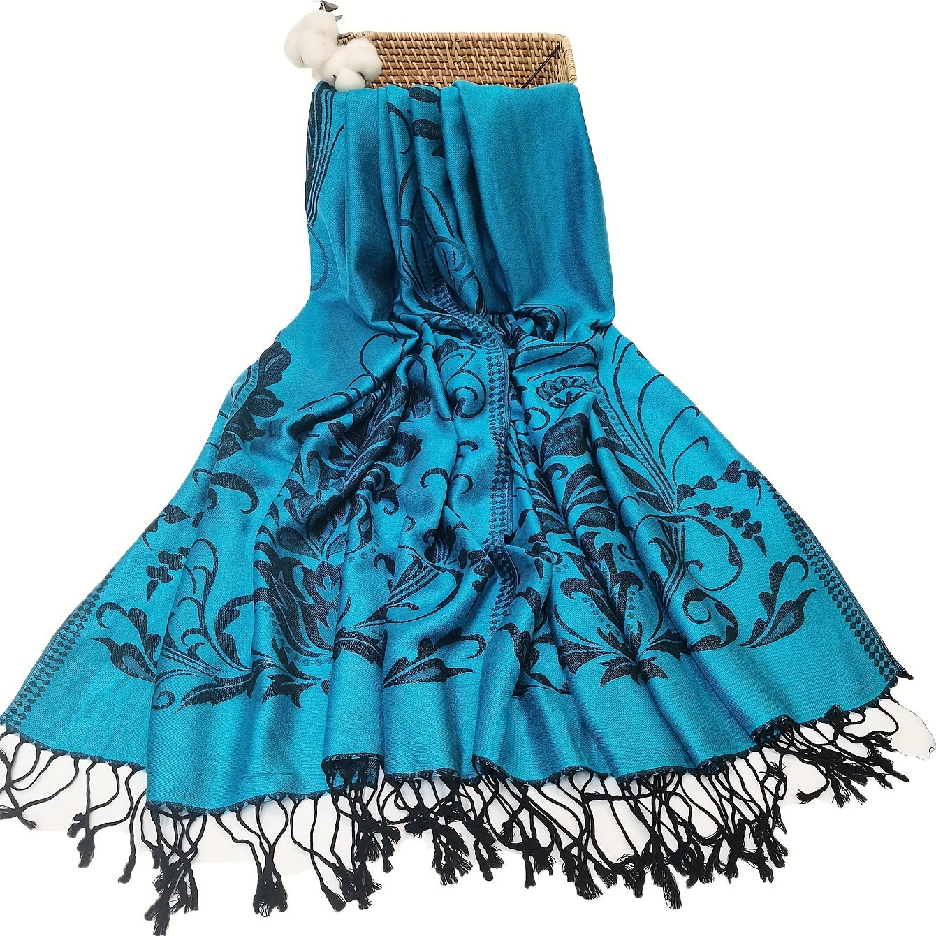 Vintage Jacquard Tassel Scarf Paisley Print Shawl