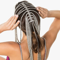 Crystal Rhinestone Hair Chain Headpiece with Tassel
