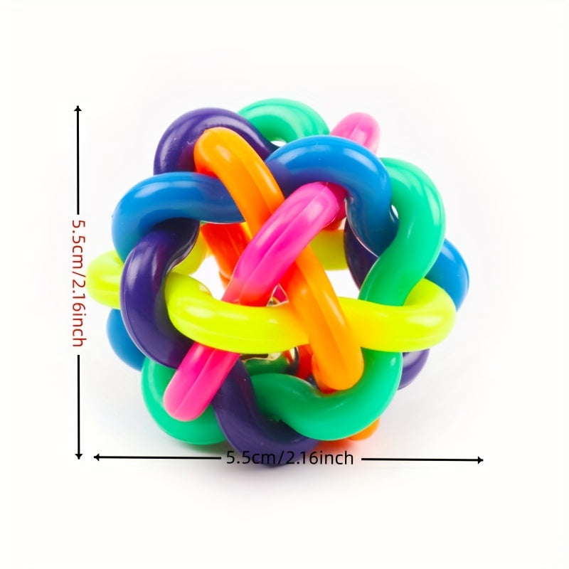 Colorful Bell Woven Ball Dog Toy with Sound Bell