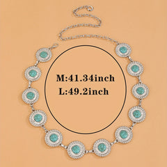 Turquoise Embossed Waist Chain Vintage Metal Chain Belt