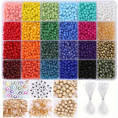 3500pcs 24 Colors 4mm Glass Rice Beads Set Seed Bead Handcraft DIY Jewelry