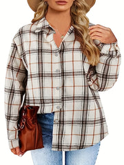  Plaid Print Button Up Long Sleeve Shirt