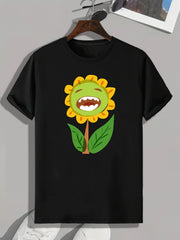 Sunflower Print Men's Graphic T-shirt for Summer
