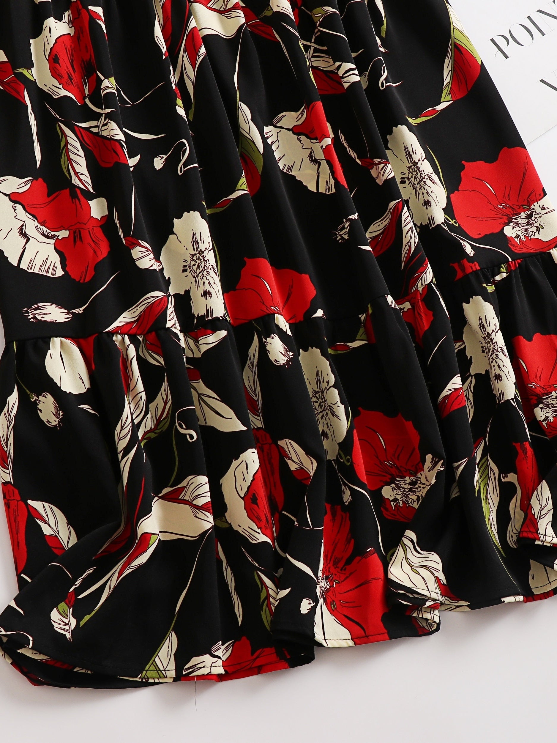  Maxi Floral Print A-Line Smock Skirt