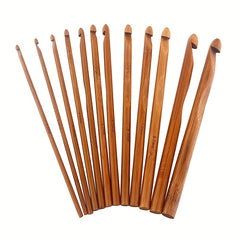 12pcs Bamboo Crochet Hooks Set Knitting Tool For Sweater Scarf