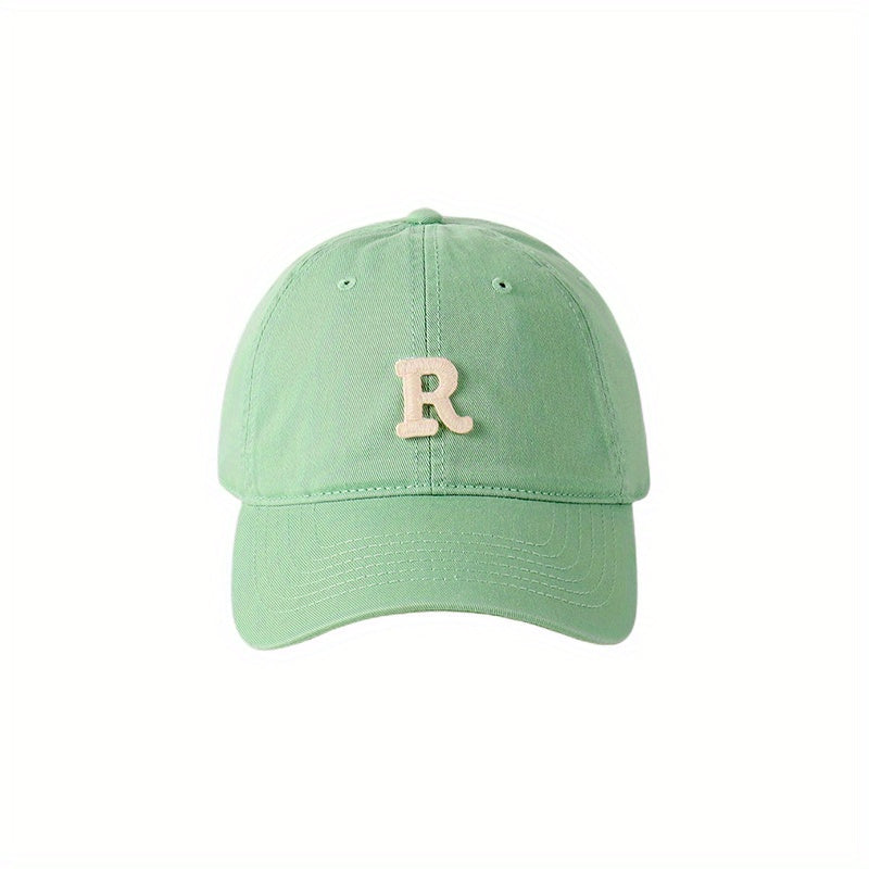 Letter Patch Baseball Cap Mint Green Lightweight Casual Sun Hat