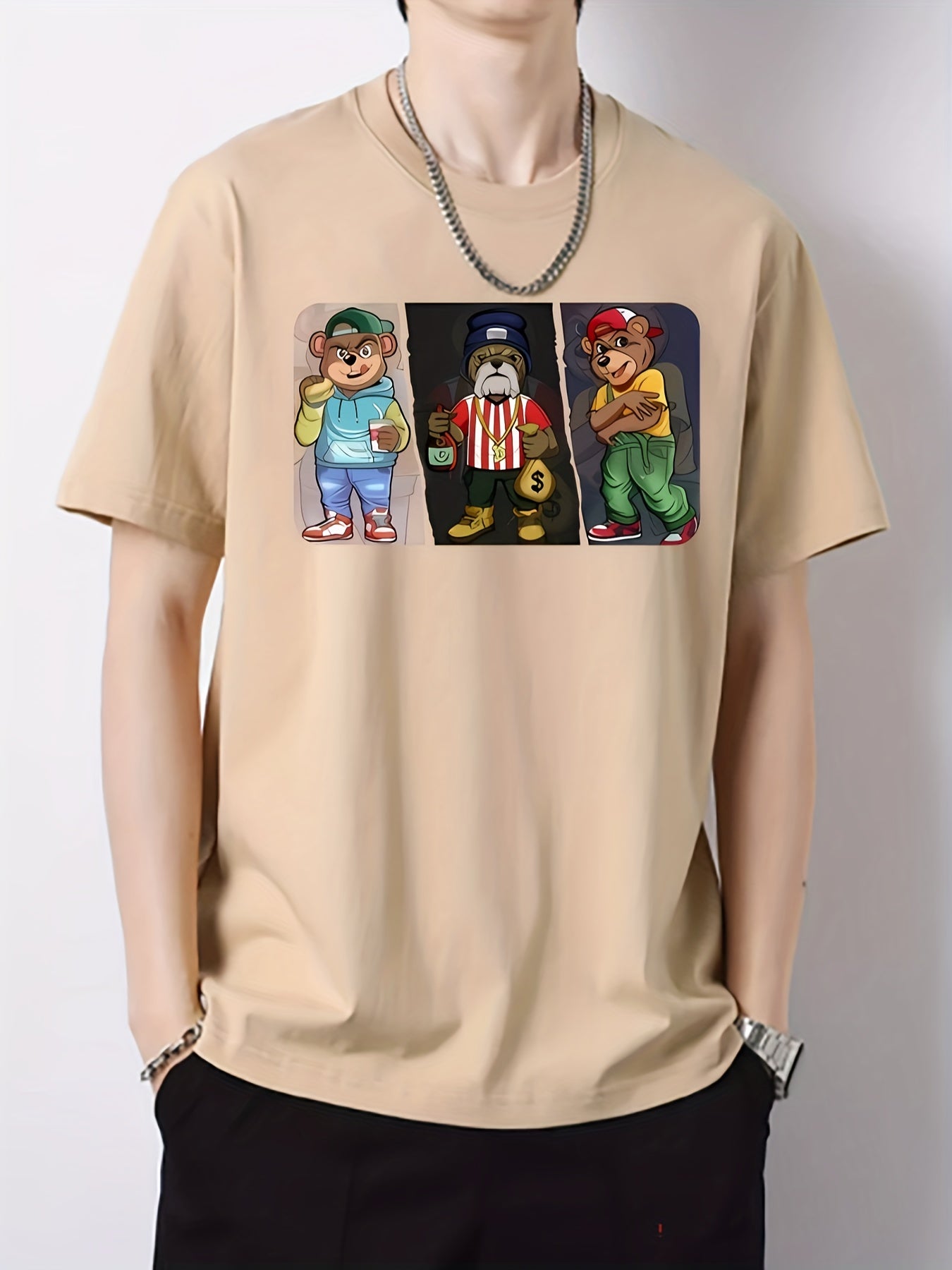 Animal Print Men's Cotton Graphic Crew Neck Active T shirt