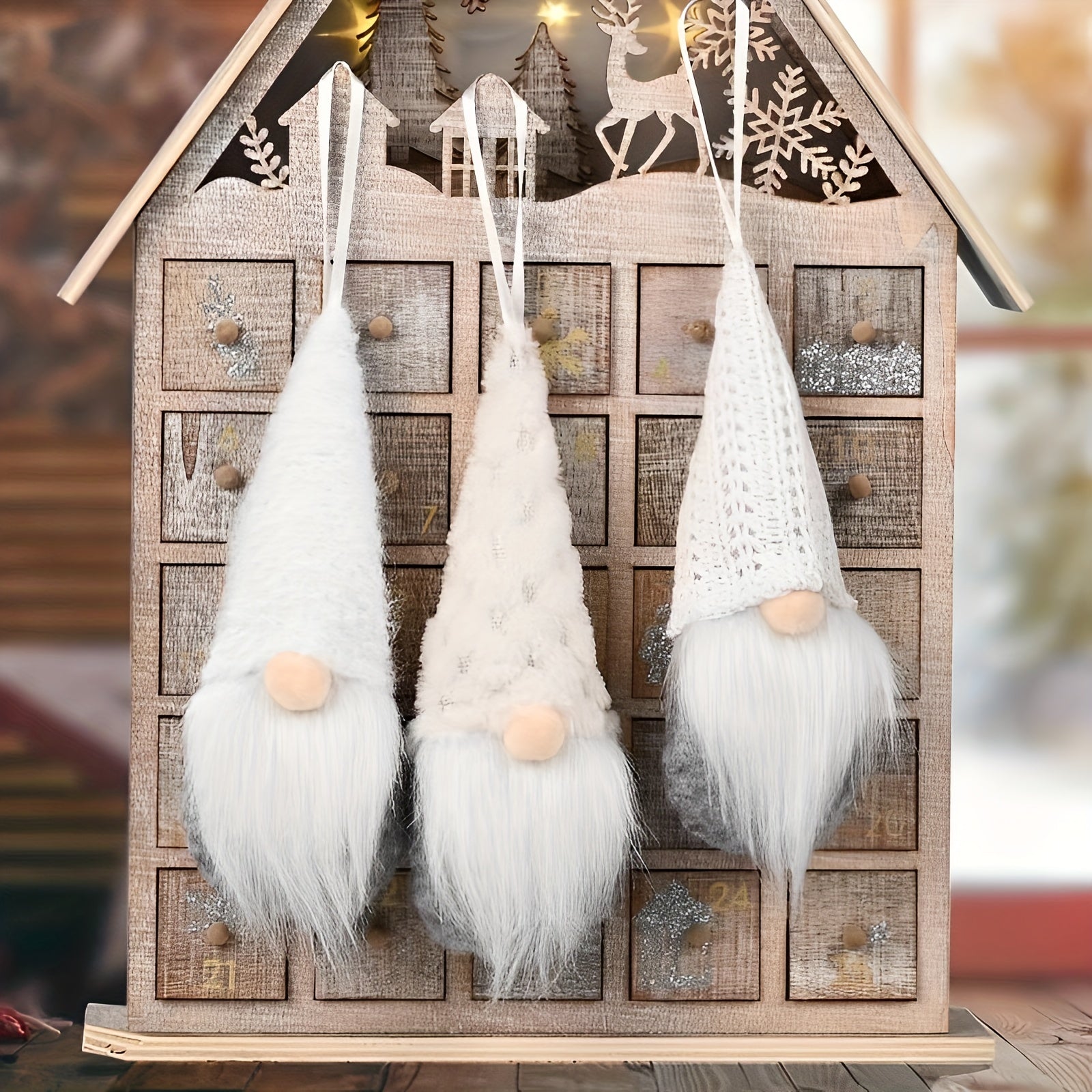 3pcs Christmas Tree Hanging Dwarf Decorations Plush Santa Claus Elf