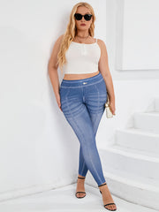  Denim Print High Rise Leggings