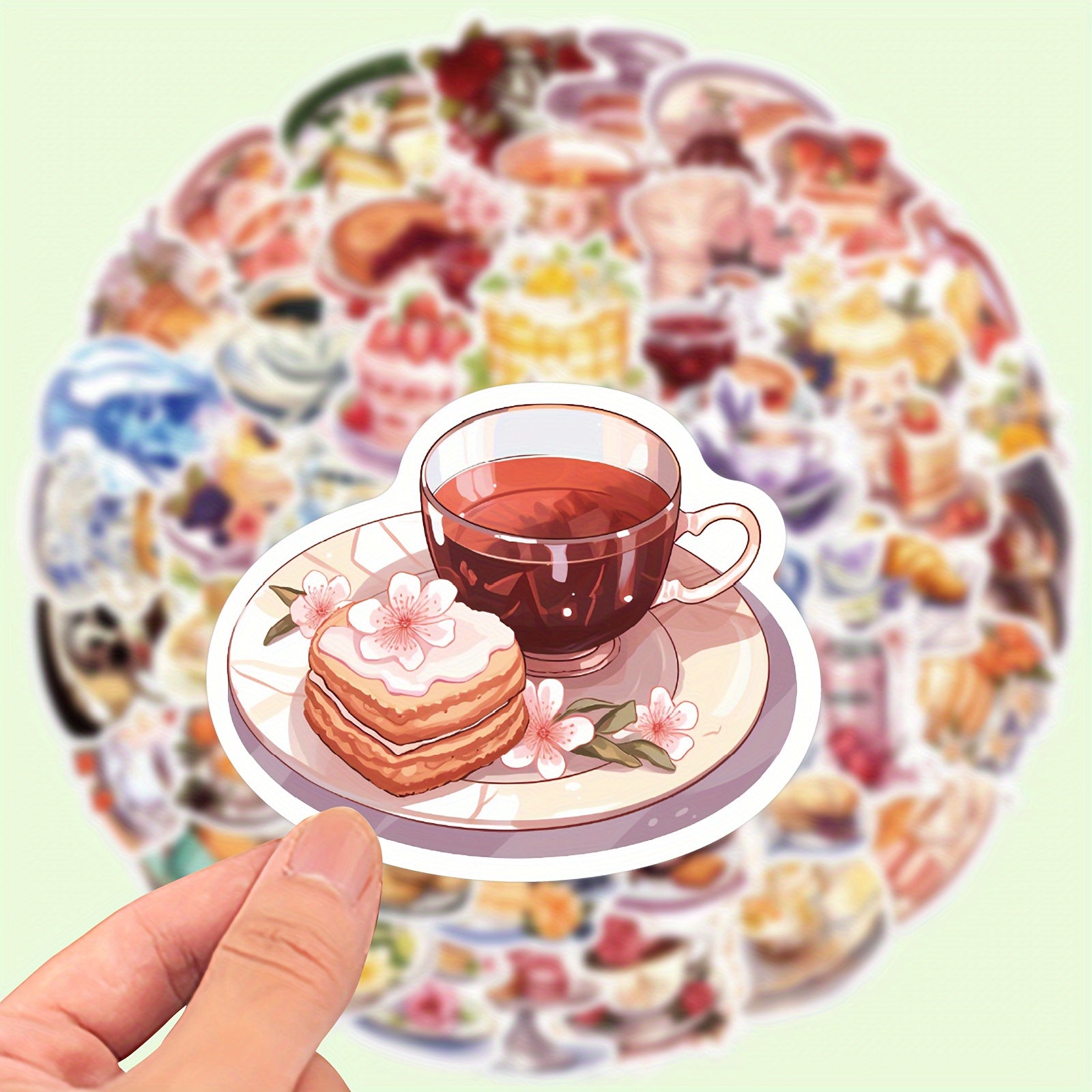 50pcs Dessert Afternoon Tea Stickers Sweets and Snacks Vinyl Decals