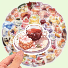 50pcs Dessert Afternoon Tea Stickers Sweets and Snacks Vinyl Decals