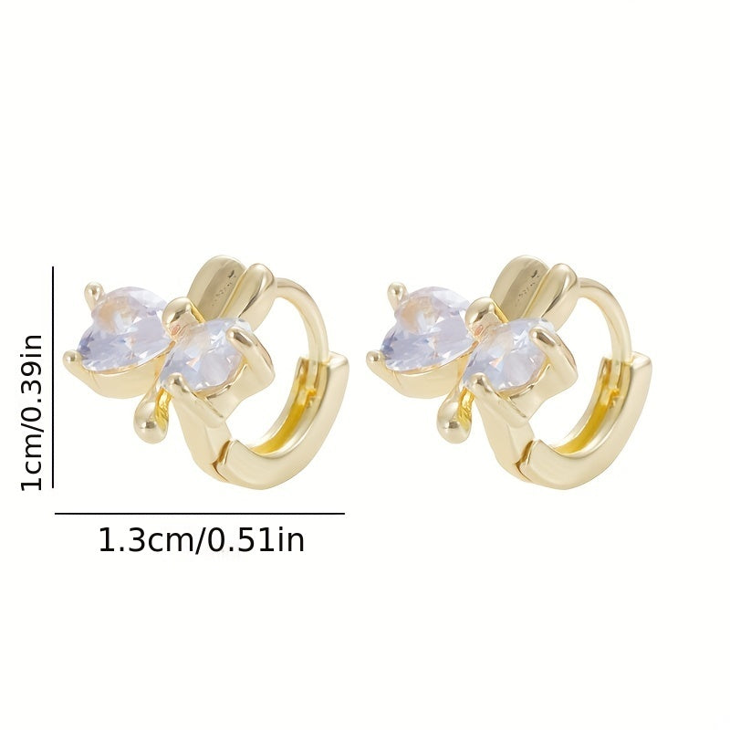 Zircon Heart Butterfly Earrings Party Jewelry Accessory Gift