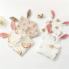 2pcs Baby Rabbit Ear Cotton Towel Newborn Burp Cloth Set 6-12 Months