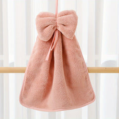 Bowknot Hanging Towel Coral Fleece Quick Drying Fingertip Towel