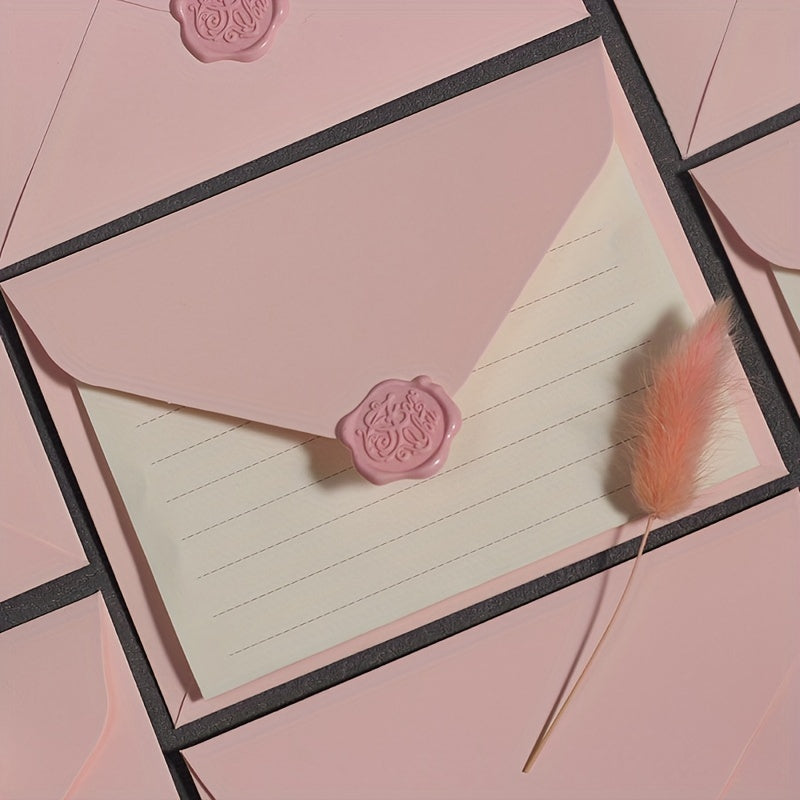 Romantic Pink Envelope Set with Love Letter Wax Seal Sticker