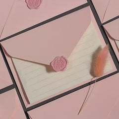 Romantic Pink Envelope Set with Love Letter Wax Seal Sticker