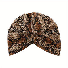 Snakeskin Print Turban Cap Lightweight Head Wrap