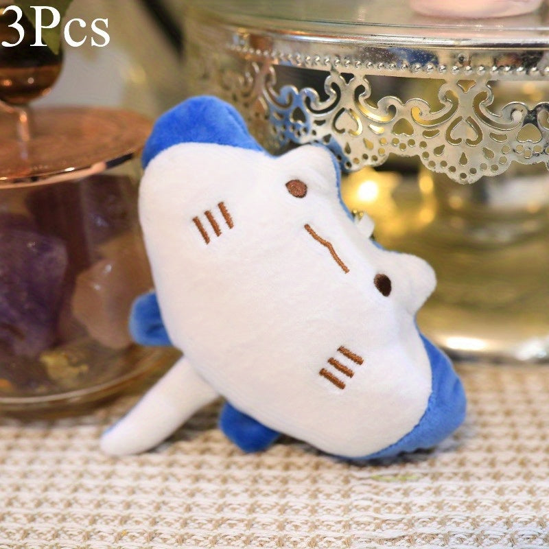 3pcs Devil Fish Ray Plush Soft Stuffed Animals with Expressive Eyes Keychain