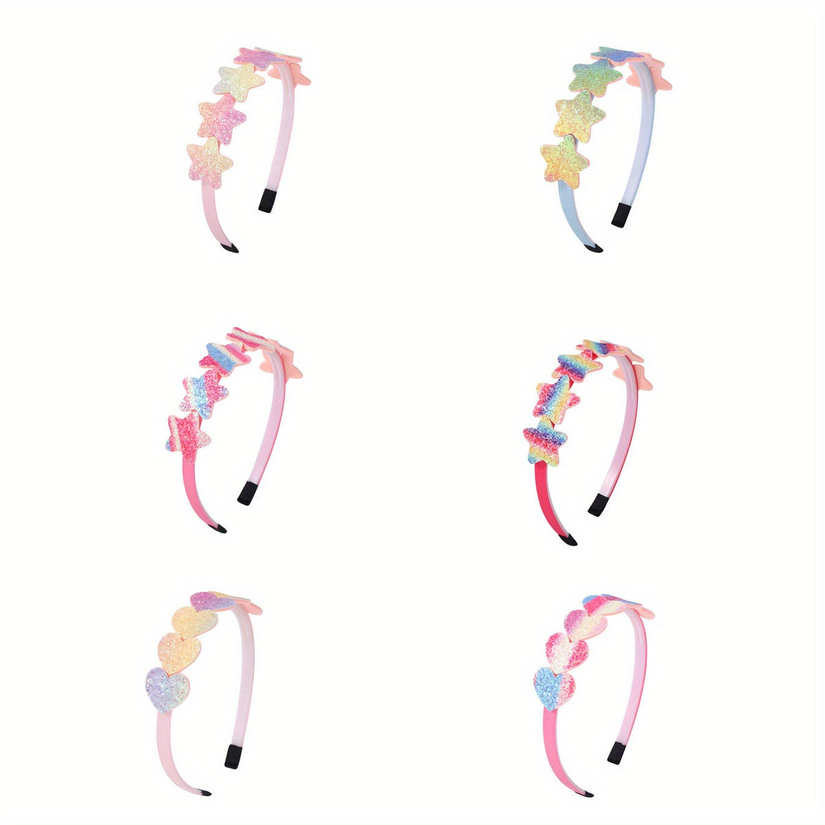 6pcs Star Heart Sequin Hair Hoop Hair Accessories Girls