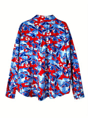  Floral Print Long Sleeve Boho Blouse
