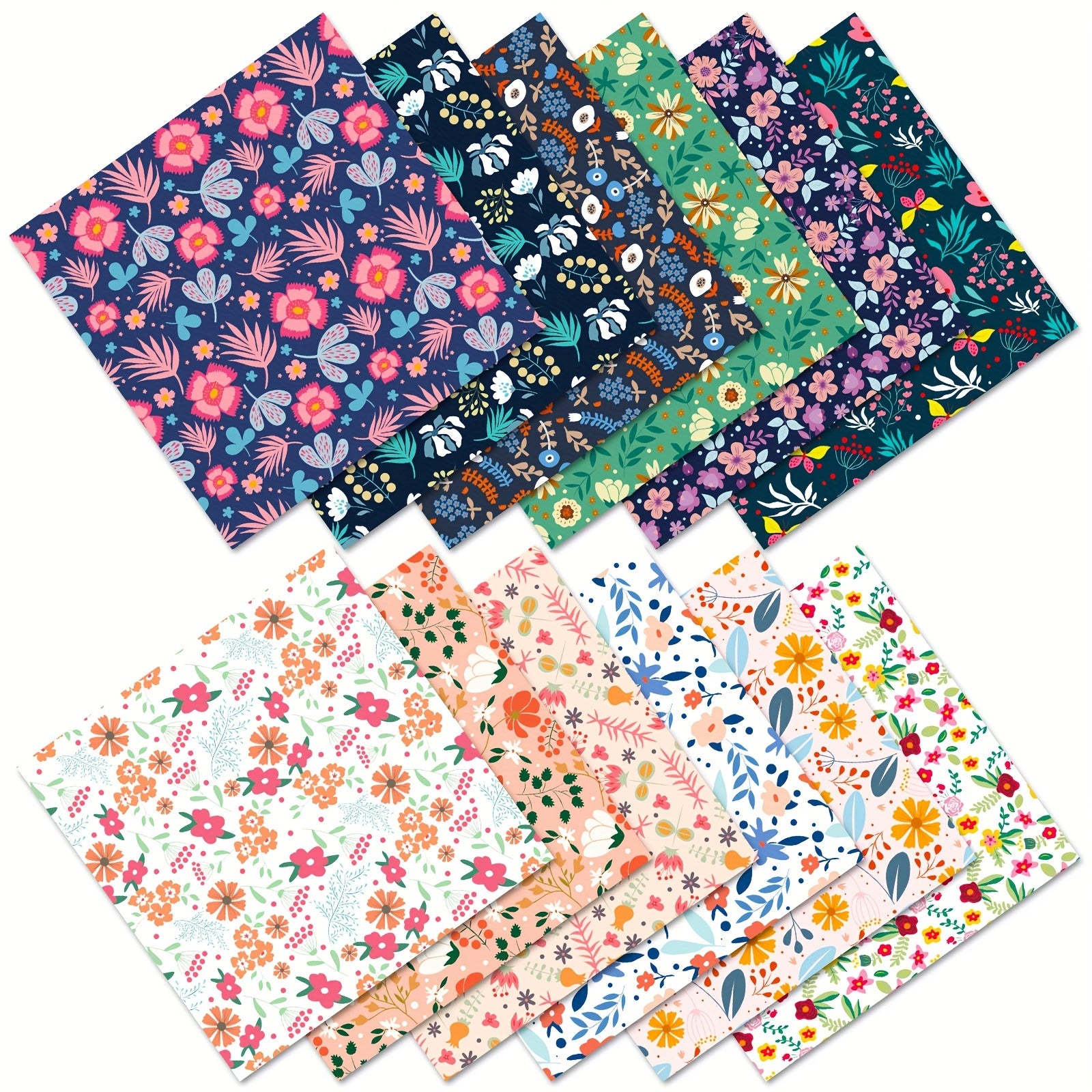 12pcs Flower Series Brochure Paper for DIY Background Scrapbook Art