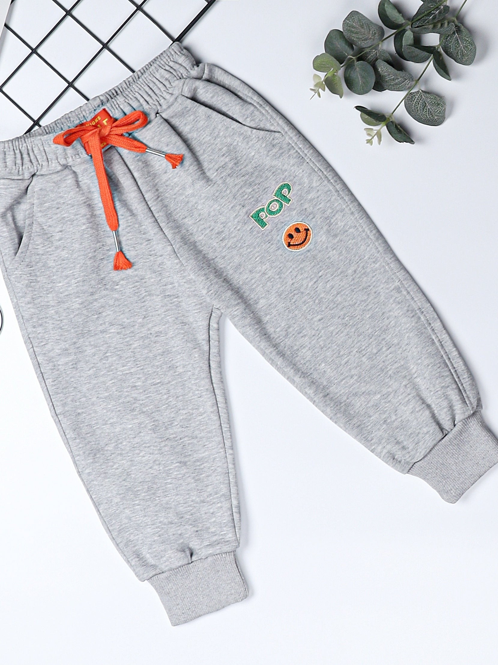 Girls' Smile Face Embroidered Jogger Sweatpants