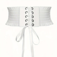 Women Stretch Buckle Corset Belt Wide Tassel Elastic High Waist Dress Belt