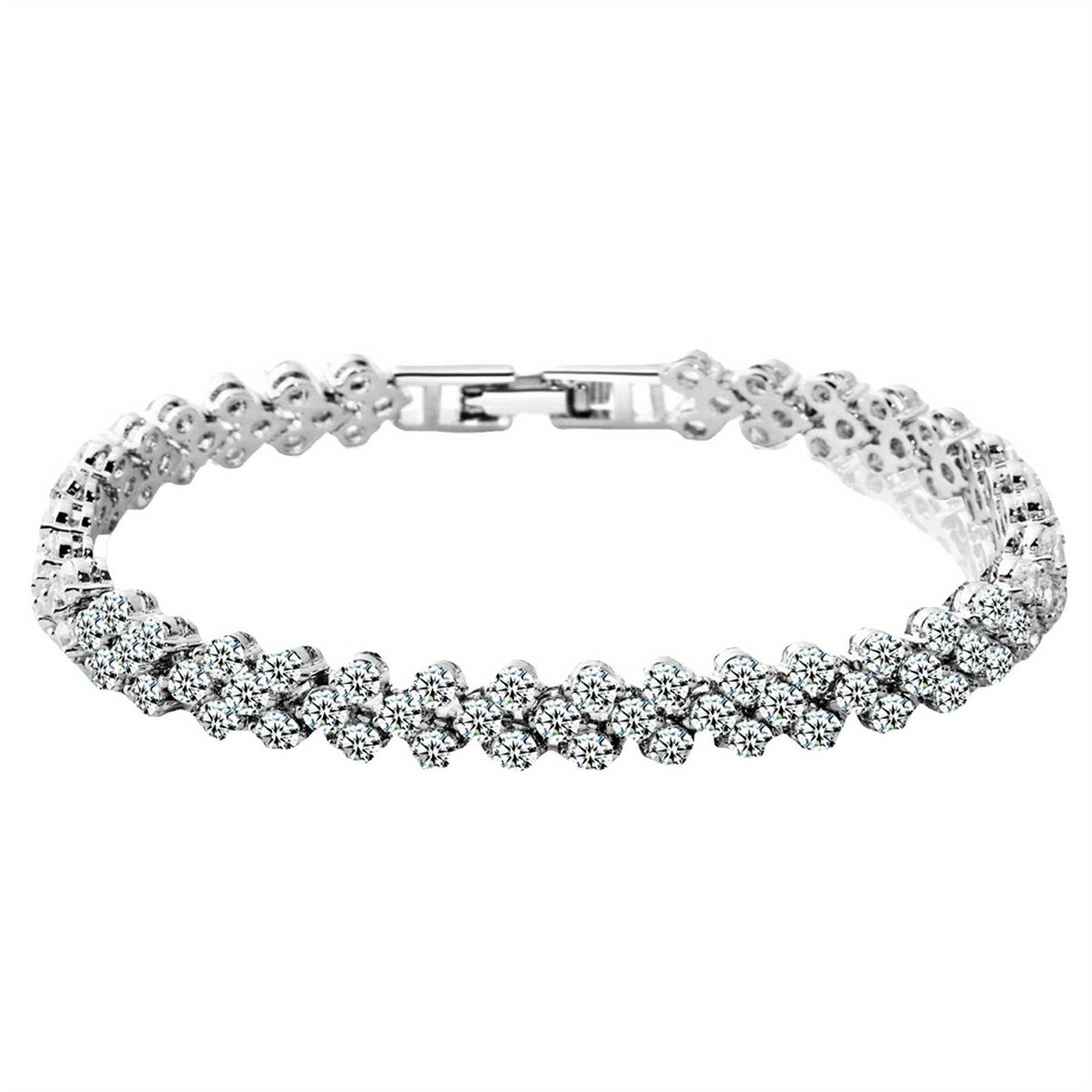 Heart Zircon Crystal Bracelet Silvery Rose Golden