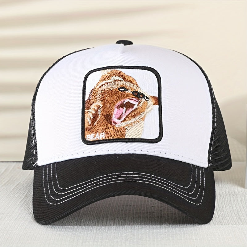 Bear Embroidery Patch Trucker Hat Mesh Baseball Cap Hip Hop Unisex Dad Hats