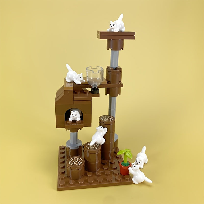 City Cattery Building Blocks Toys MOC Cats House Farm DIY Blocks Gift