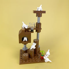 City Cattery Building Blocks Toys MOC Cats House Farm DIY Blocks Gift