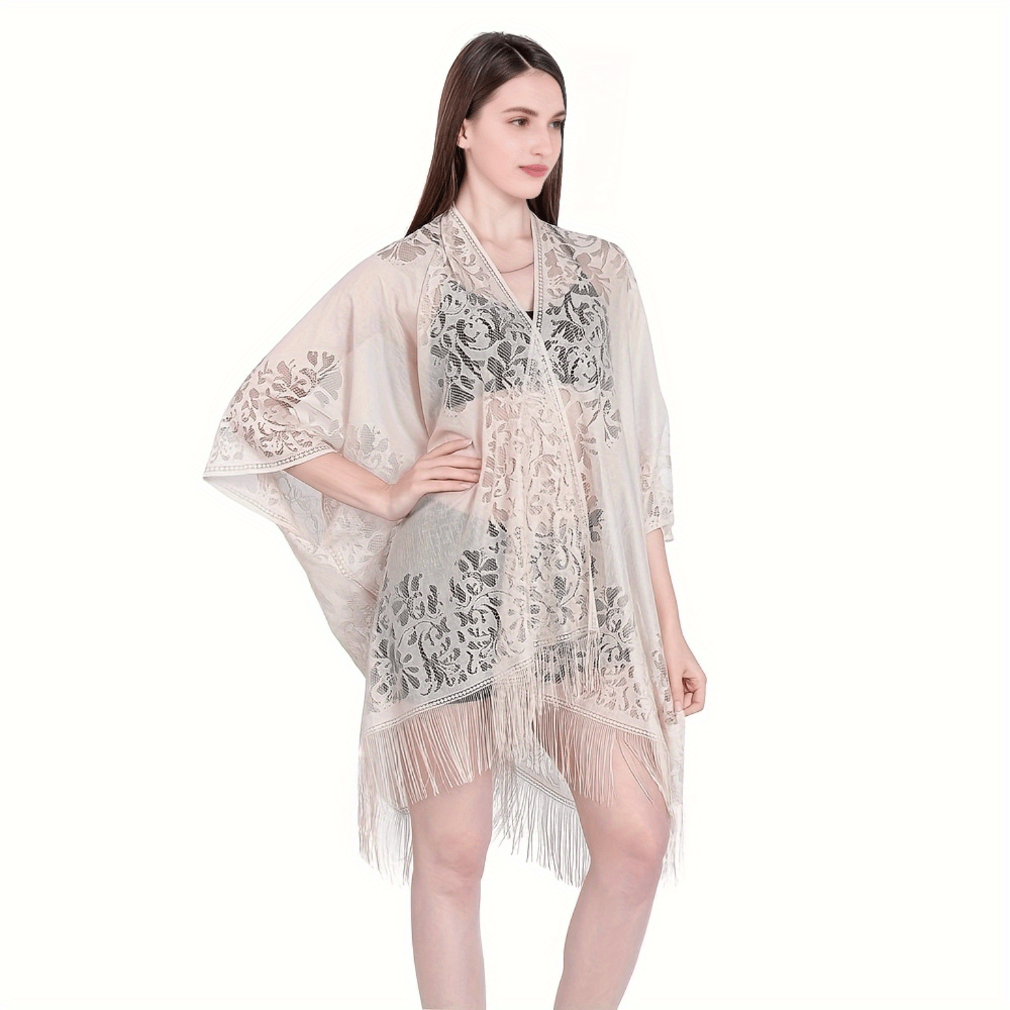 Boho Flower Hollow Out Shawl Large Tassel Scarf Thin Breathable Wraps