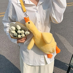 Yellow Duck Crossbody Bag Plush Purse Novel Design