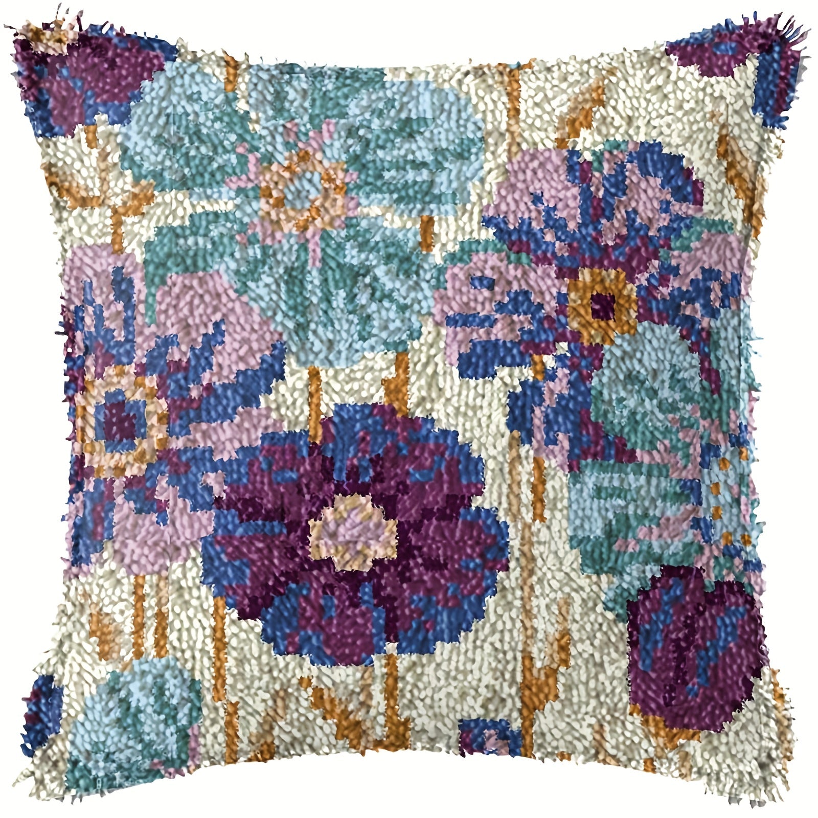 DIY Latch Hook Kit Purple Flowers Pattern Crochet