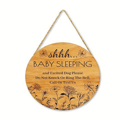 Funny Baby Sleeping Sign - Do Not Knock or Ring Bell - Wooden Door Hanger