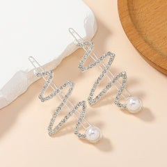 Snake Shaped Pearl Hair Pins Rhinestone Bobby Pin Barrette