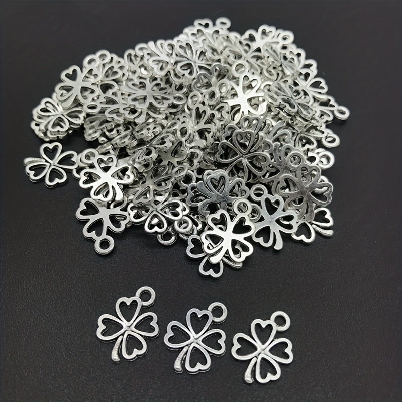 30pcs Alloy Bead Caps Clover Shape Pendant Charms for Jewelry Making