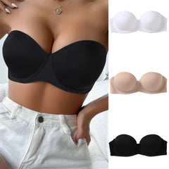 3pcs Strapless Push Up Bras Breathable T Shirt Bra Women's Lingerie