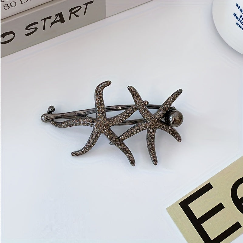 Starfish Rhinestone Hair Clip Set Faux Pearl Hair Accessories