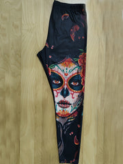 Plus Size Halloween Casual Leggings Women's Plus Figure Print High Stretch Skinn