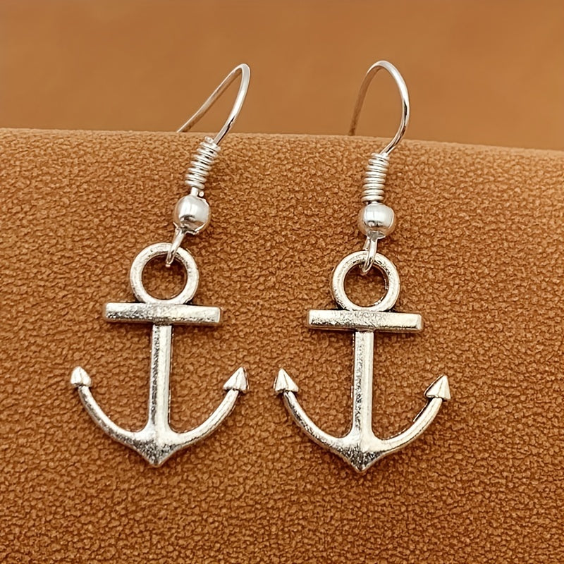 Retro Silvery Anchor Earrings & Fashionable Jewelry for Women