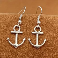 Retro Silvery Anchor Earrings & Fashionable Jewelry for Women