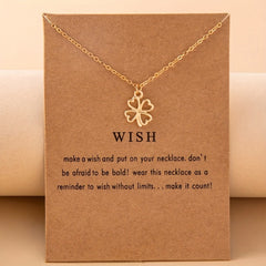 Lucky Clover Pendant Necklace Small Flower Chain Necklace